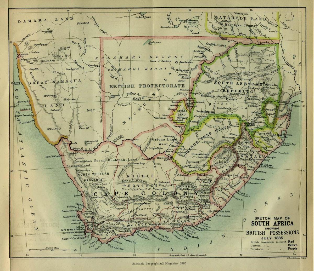 Historyczna mapa Republiki Południowej Afryki
