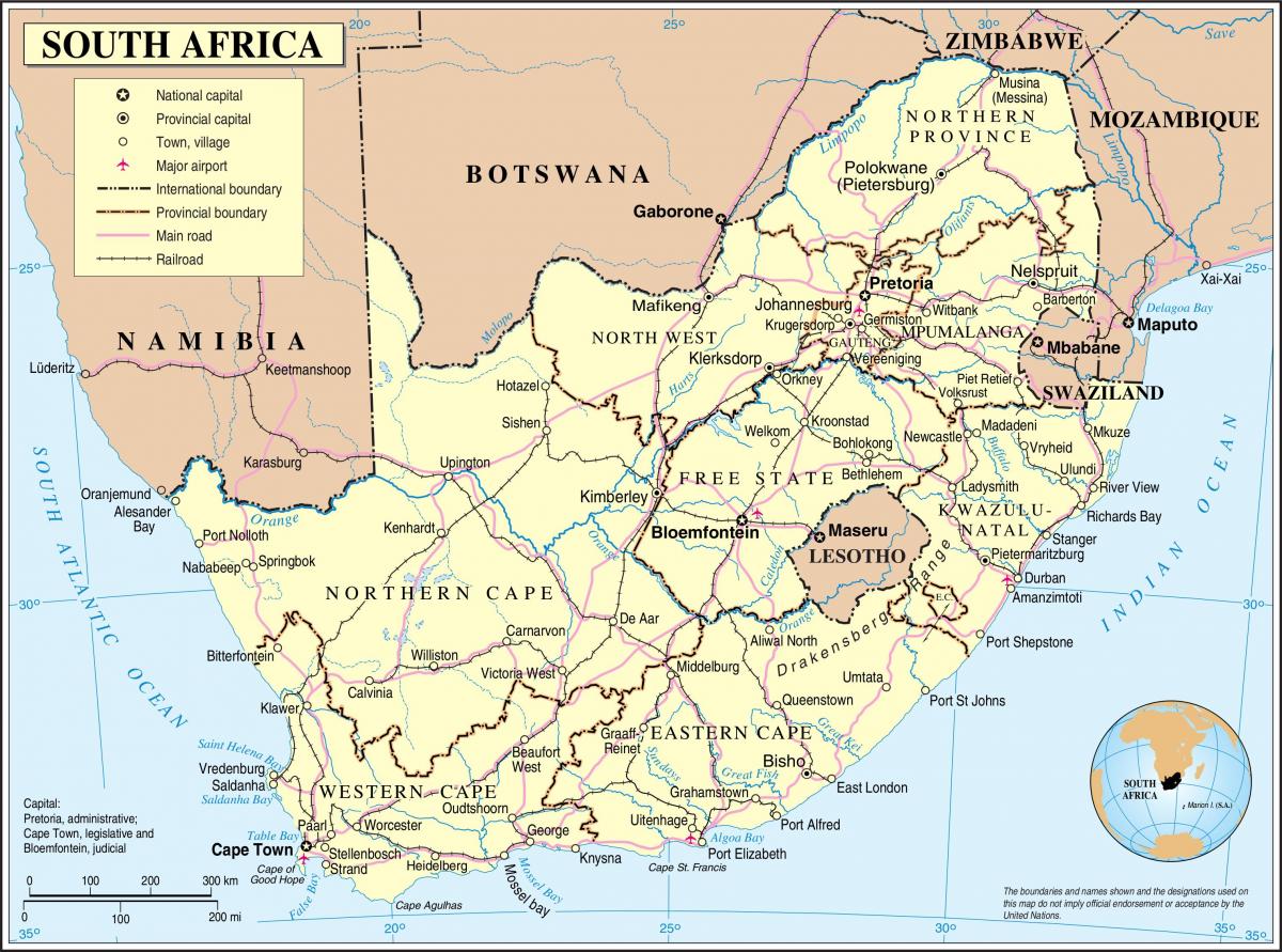 Mapa kraju Republika Południowej Afryki