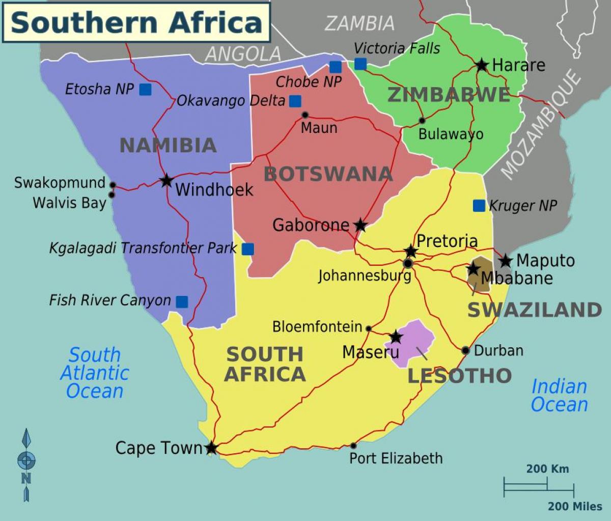 Mapa obszarów Republiki Południowej Afryki