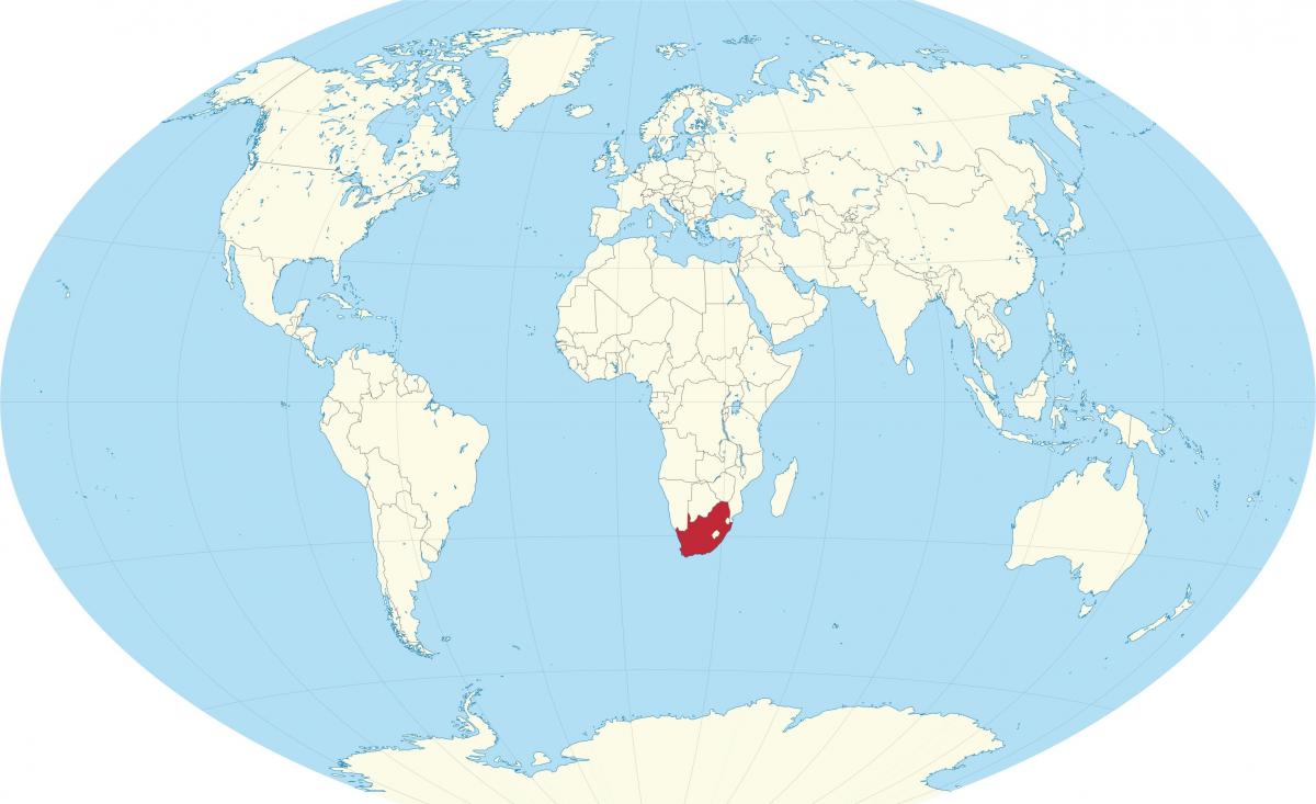 Położenie Republiki Południowej Afryki na mapie świata