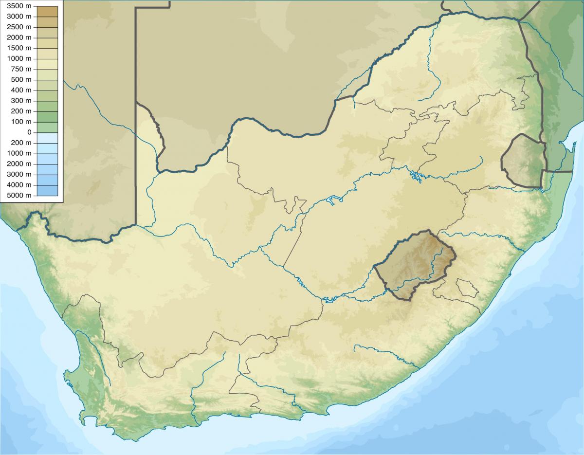 Mapa ukształtowania terenu Republiki Południowej Afryki