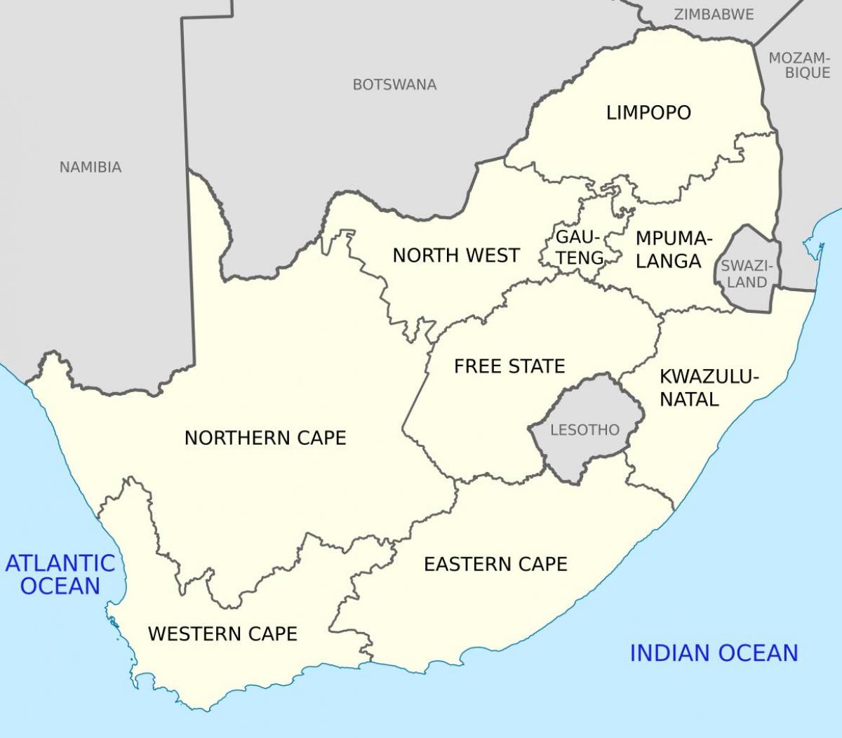 Mapa państwowa Republiki Południowej Afryki